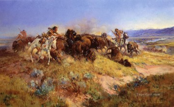 Caza de búfalos nº 40 1919 Charles Marion Russell Pinturas al óleo